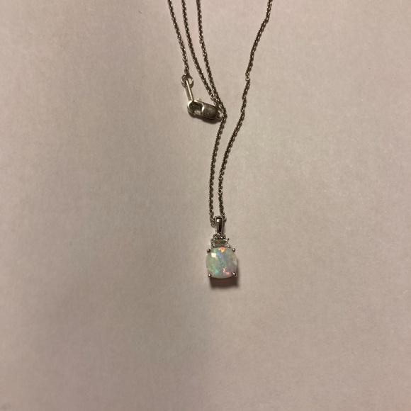 925 Sterling Silver Opal Necklace - Picture 4 of 6